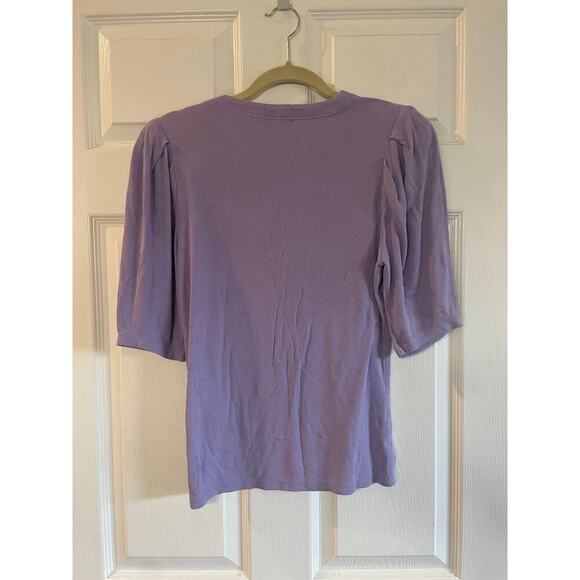 Frame Puff-Sleeve Henley Lilac Top size Large - Picture 1 of 11